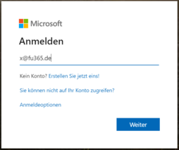 Anmeldung mit x@fu365.de