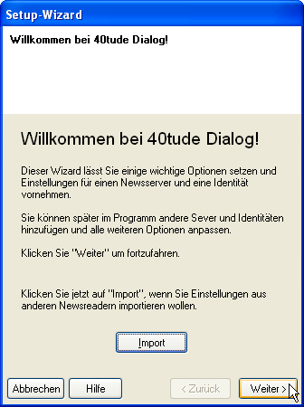 Setup-Wizard: Willkommen