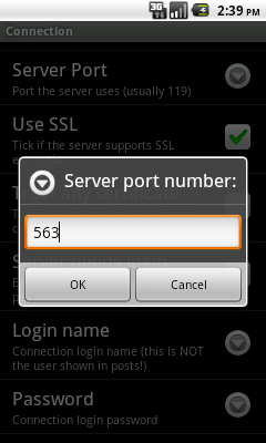 Settings: server port for SSL
