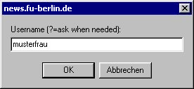 Benutzername für den Newsserver