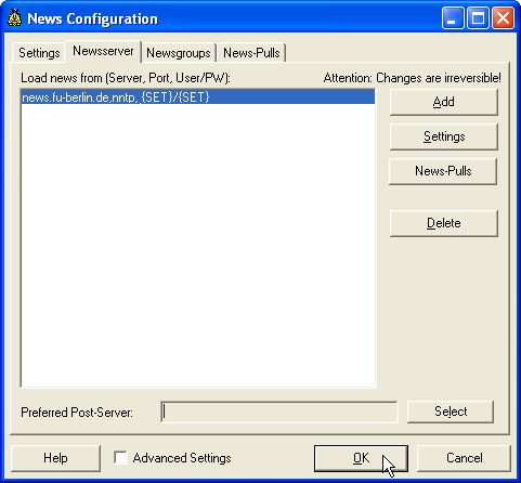 Close configuration window