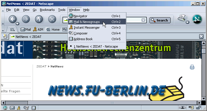 Window / Mail & Newsgroups