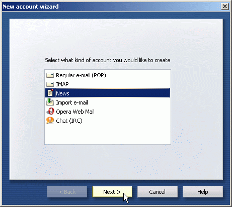New account wizard - News