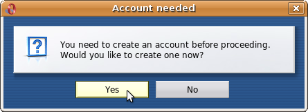Create account? - Yes